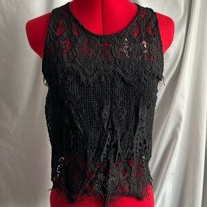 SM17 Elodie sleeveless crochet front blouse
